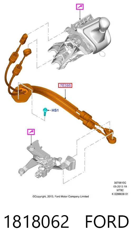 1818062 Ford Cable para caja de cambios manual