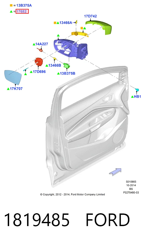  Espejo de retrovisor izquierdo Ford Kuga 2