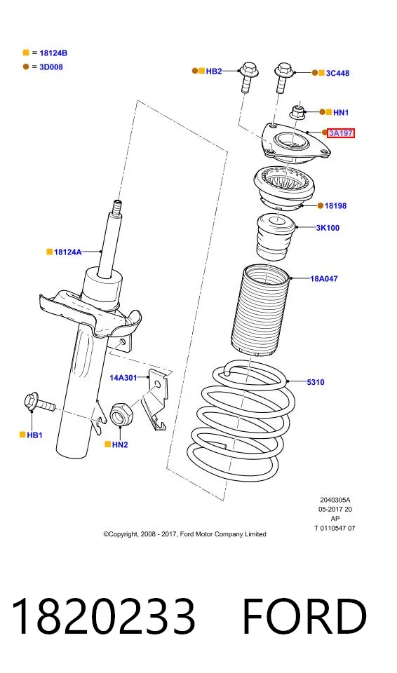 1820233 Ford Soporte del amortiguador delantero