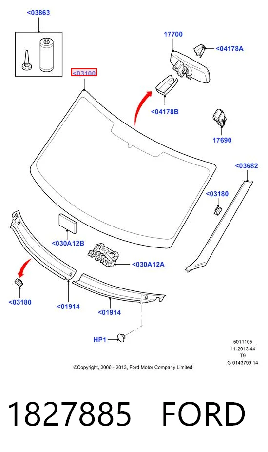 Parabrisas 1827885 FORD