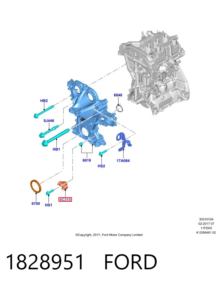1828951 Ford Sensor de posición del cigüeñal
