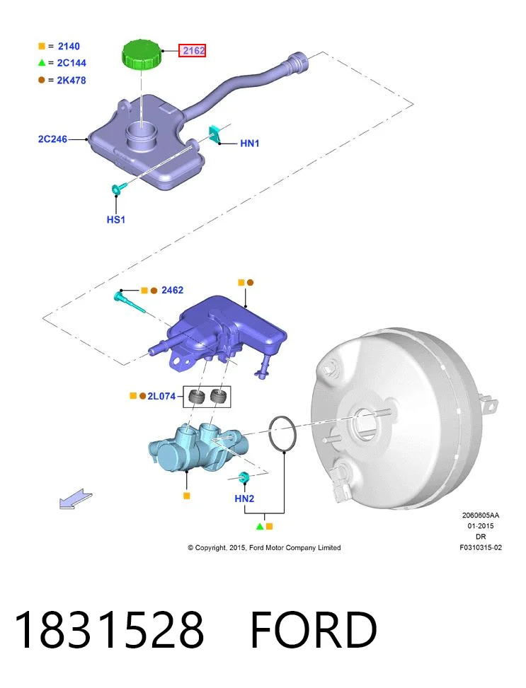 1831528 Ford Tapa del depósito del cilindro maestro de freno