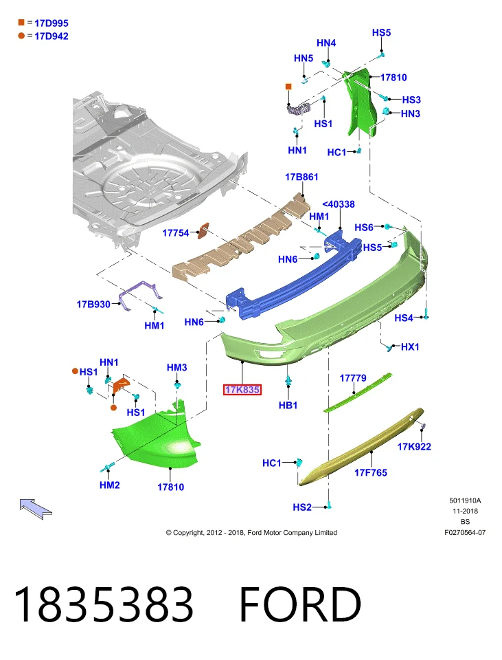  Parachoques trasero Ford Kuga 2