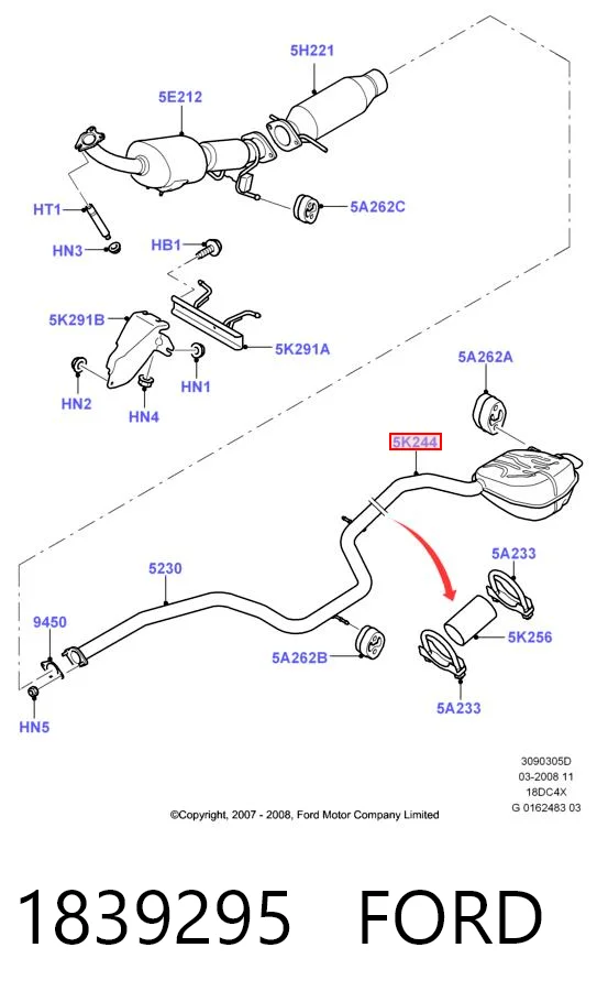 1839295 Ford Silenciador trasero