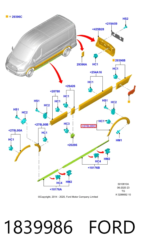 Comprar BK31V280K97AH5CND Ford Extensión de la aleta trasera izquierda