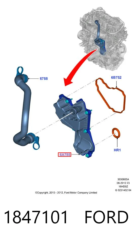 1847101 Ford Válvula de ventilación del cárter