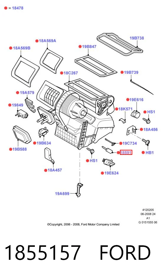 1855157 Ford Resistencia de calefacción