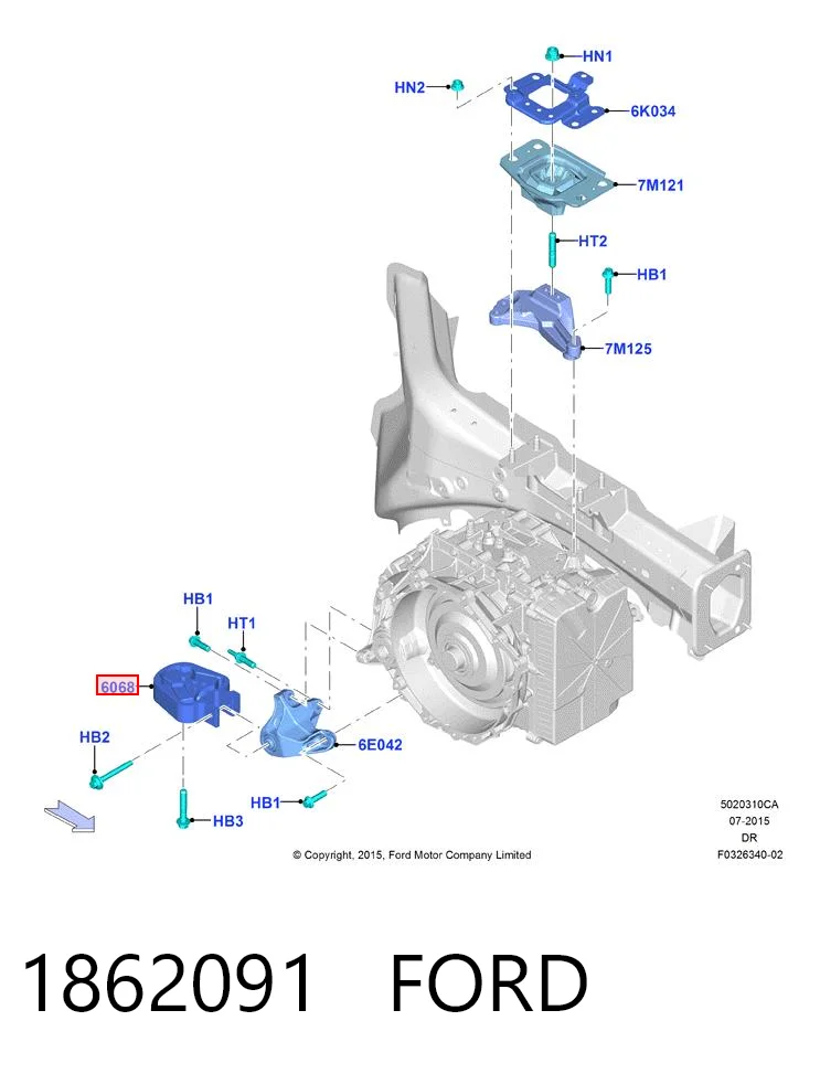 Soporte trasero del motor 1862091 FORD