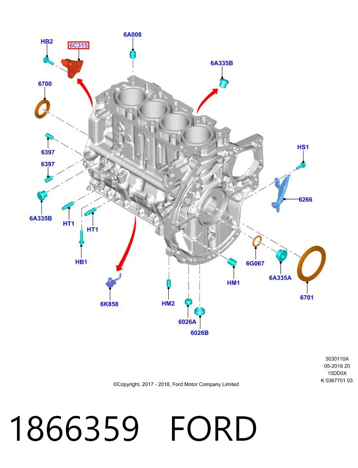 1866359 Ford Sensor de posición del cigüeñal