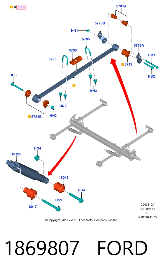 Ballesta de suspensión trasera FK215560CB Ford