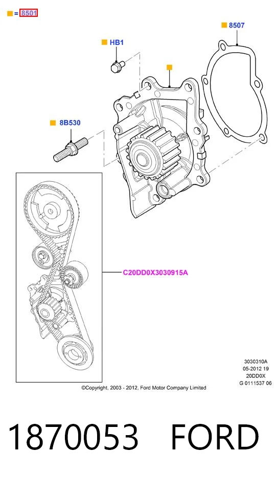 1870053 Ford Bomba refrigerante coche