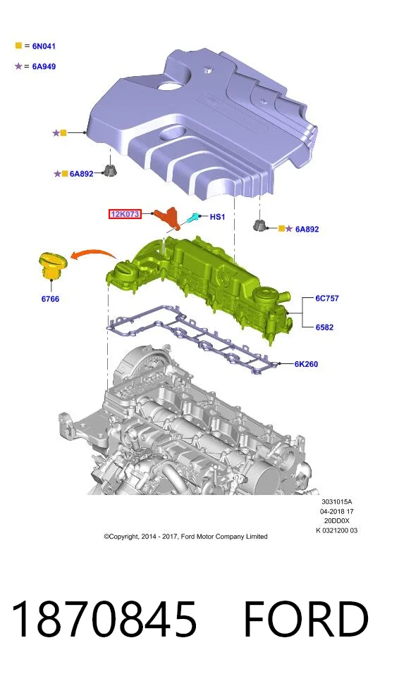 Sensor de posición del árbol de levas 1870845 FORD