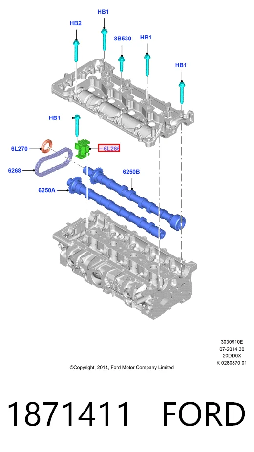 9654113880 Fiat/Alfa/Lancia Tensor de cadena de distribución