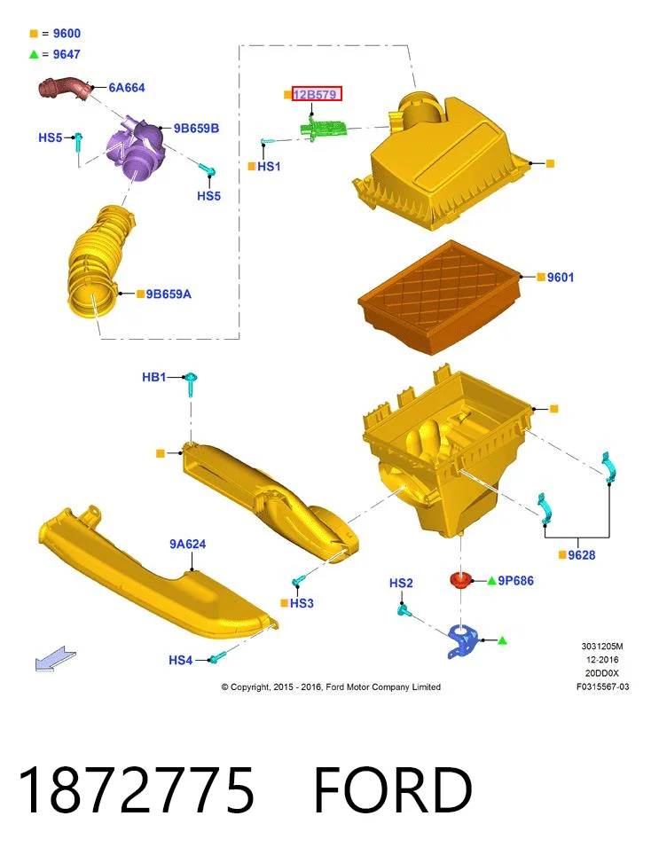 1872775 Ford Sensor de flujo de aire
