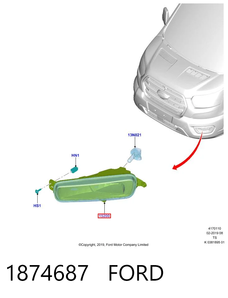 1874687 Ford Faro antiniebla derecho