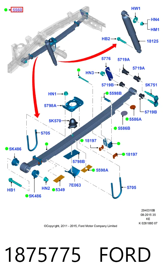 Ballesta de suspensión trasera Ford Ranger 