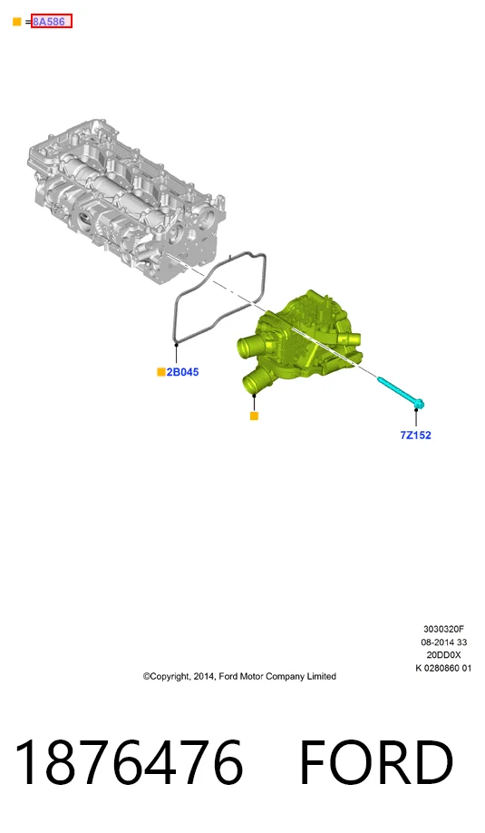 1876476 Ford Caja del termostato
