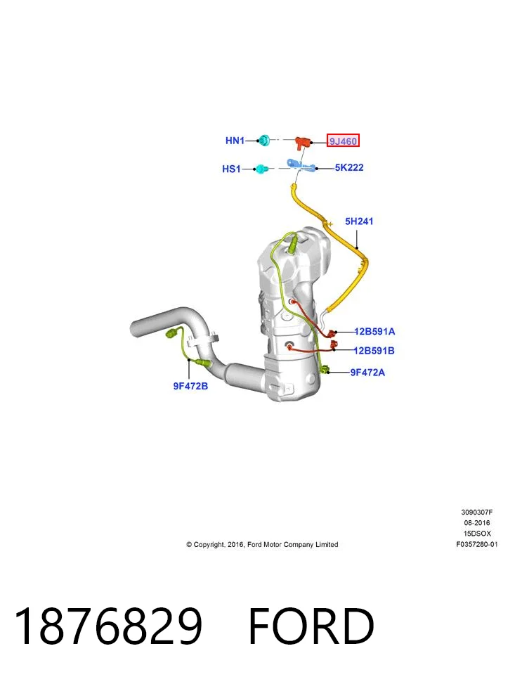 1876829 Ford Sensor de presion de escape