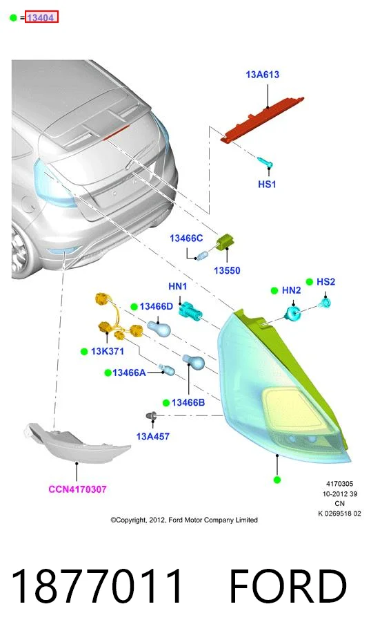 1877011 Ford Piloto trasero izquierdo