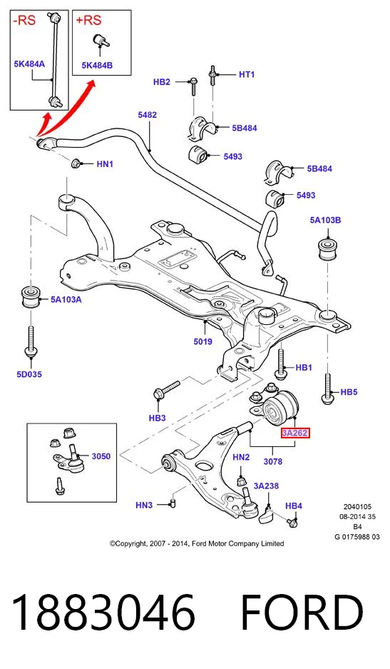 1883046 Ford Silentblock de brazo de suspensión delantero inferior