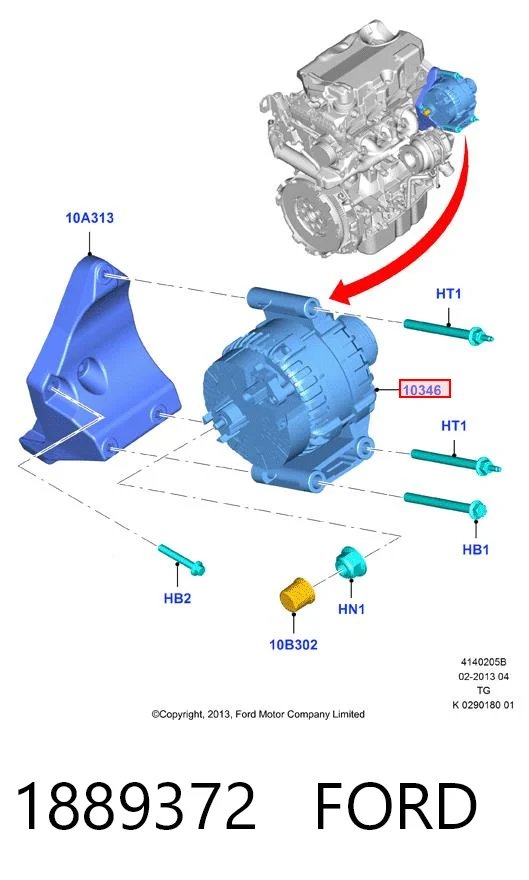 1889372 Ford Alternador de coche