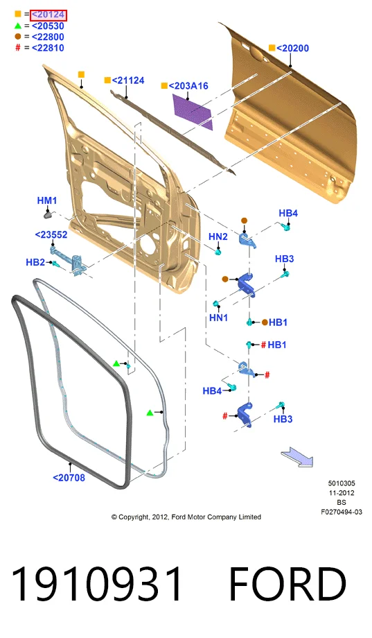 Puerta delantera para Ford Kuga II CBS
