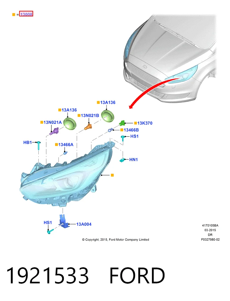 Faro derecho Ford S-Max monovolumen (CDR) (2015 - 2026) precio, desde 205,23 EUR