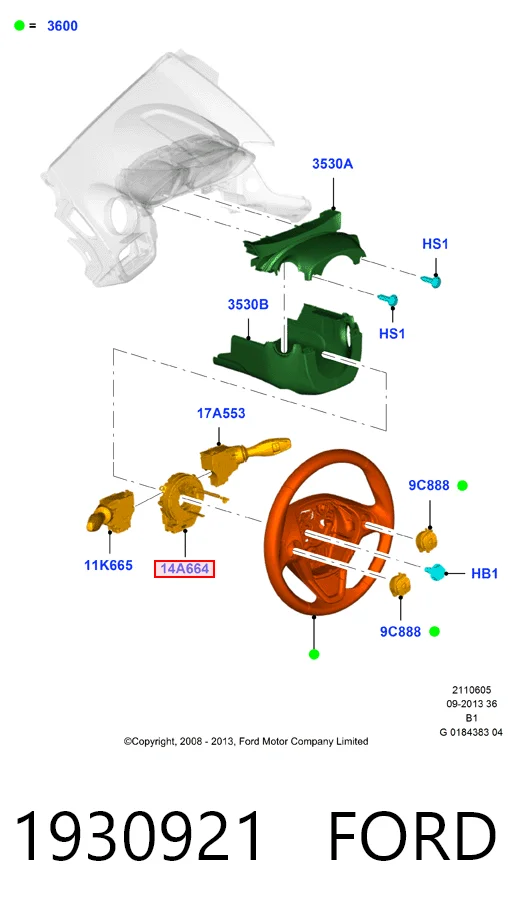 Anillo AIRBAG del volante Ford Fiesta Mk6