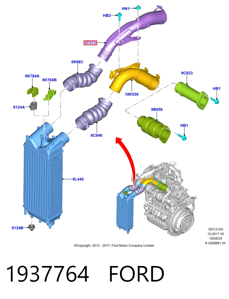 Tubo intercooler F1B16F075AA Ford