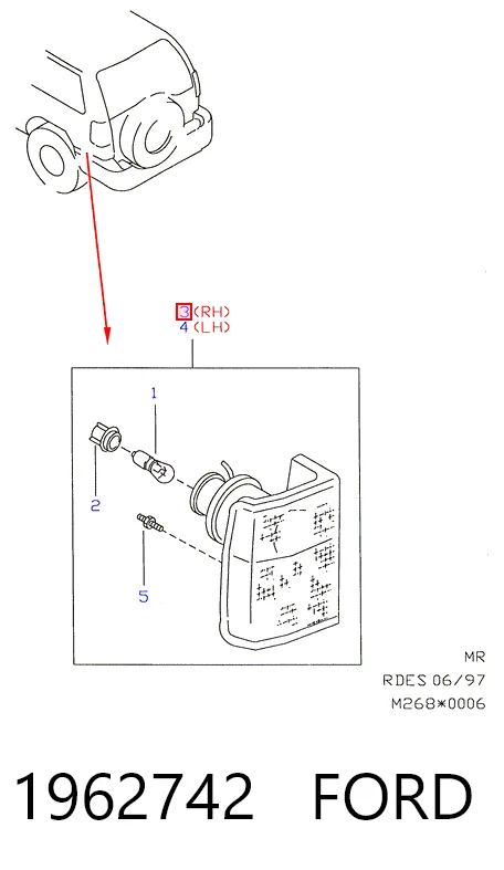 Piloto trasero derecho para Ford Maverick UDS, UNS