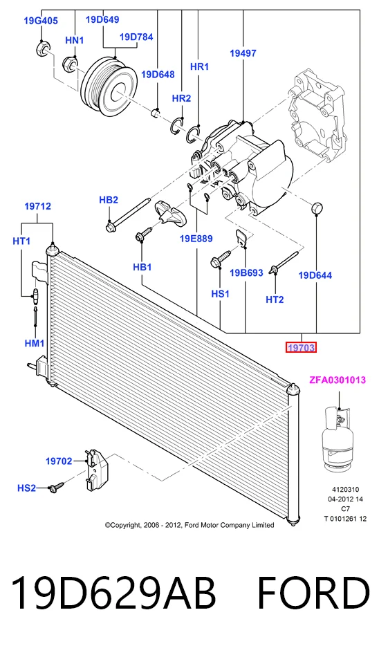 19D629AB Ford Compresor climatizador