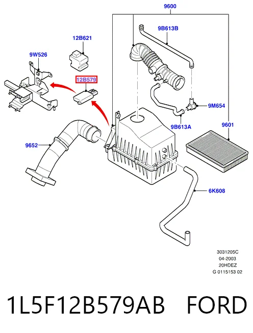 1L5F12B579AB Ford Sensor de flujo de aire