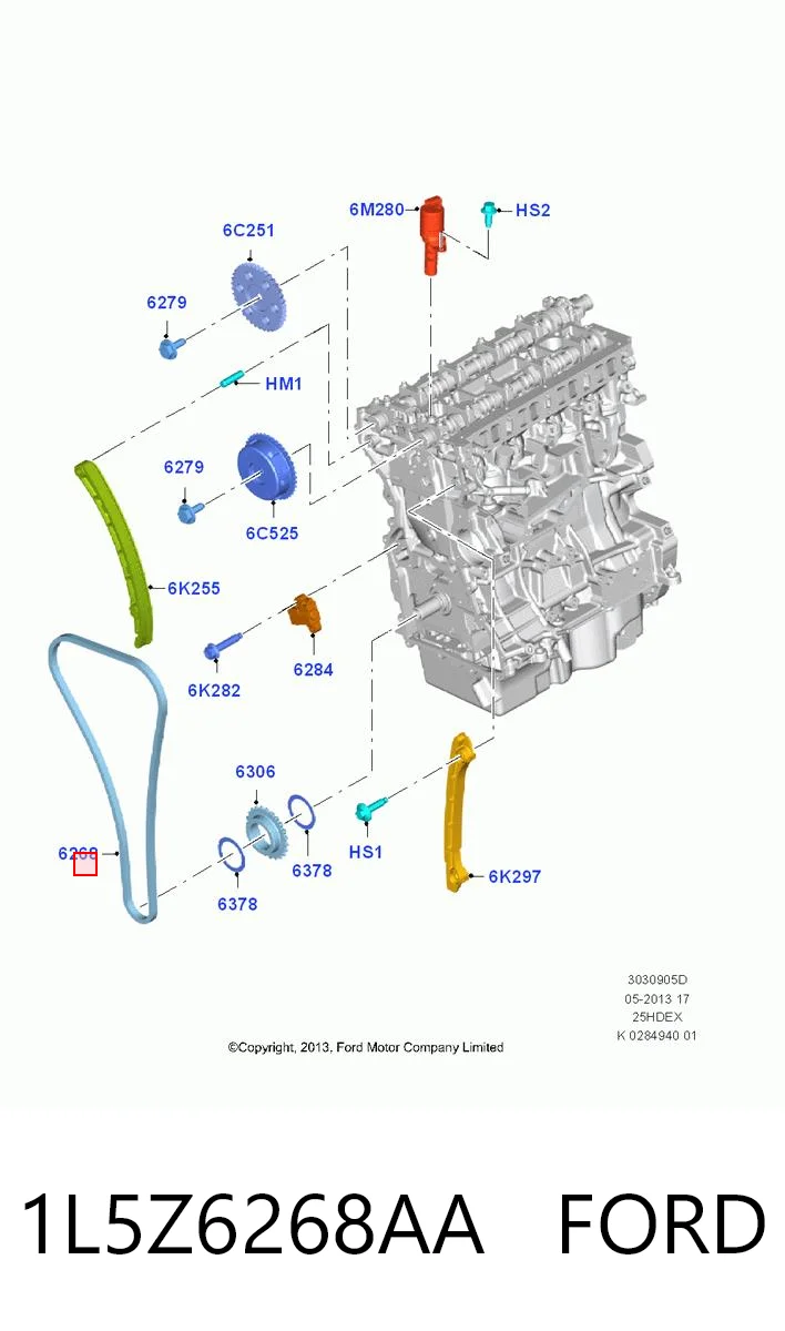 1L5Z6268AA Ford Cadena de motor