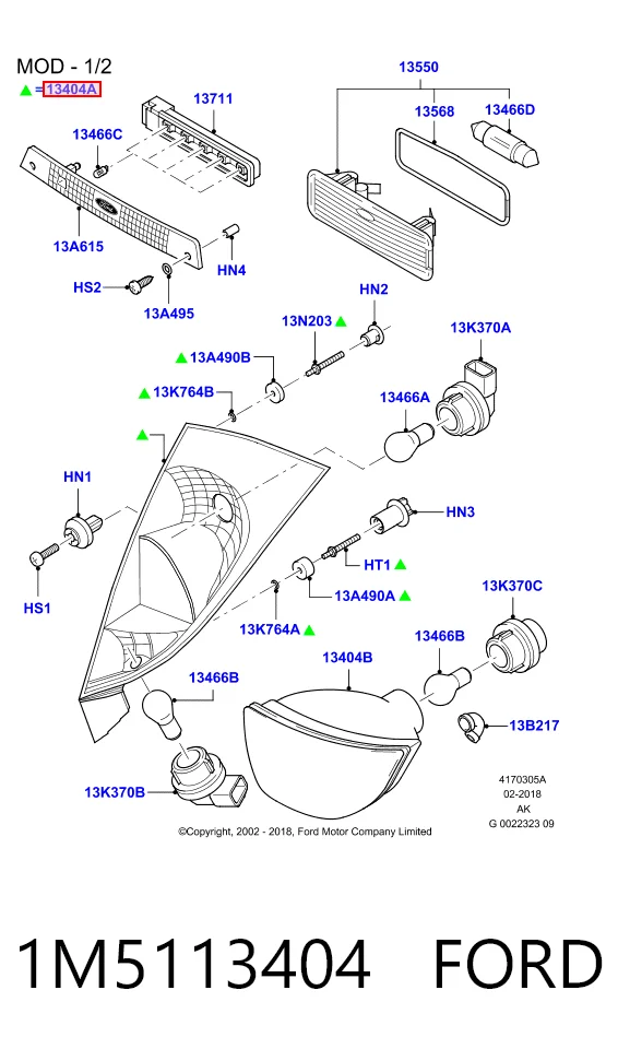  Piloto trasero derecho Ford Focus 1