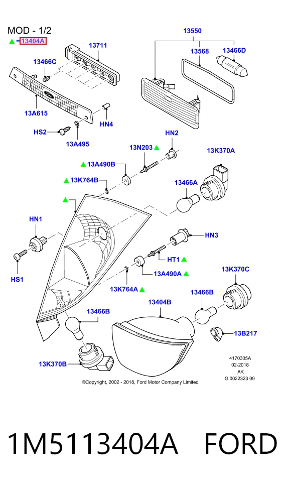 Piloto trasero derecho Ford Focus I