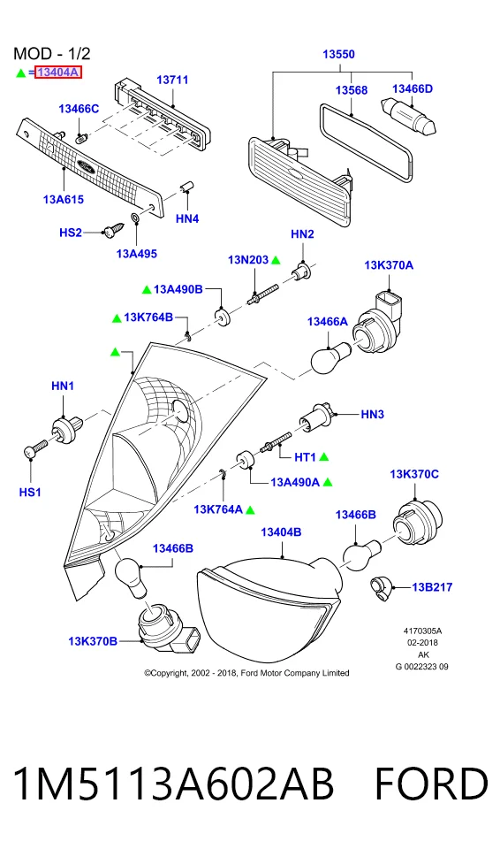  Piloto trasero derecho Ford Focus 1