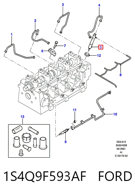 1S4Q9F593AF Ford Inyector de combustible