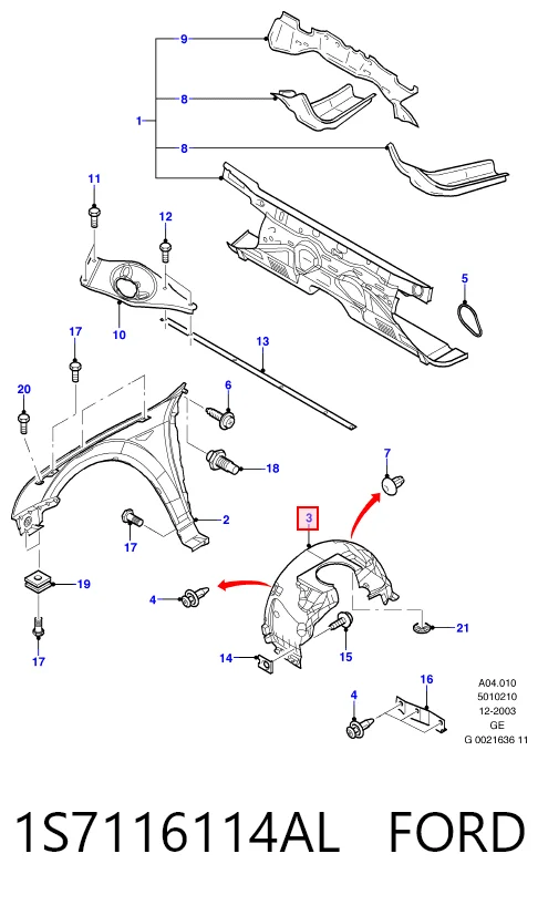 Guardabarros interior derecho, aleta delantera Ford Mondeo III hatchback (B5Y) (2000 - 2007) precio, desde 22,82 EUR