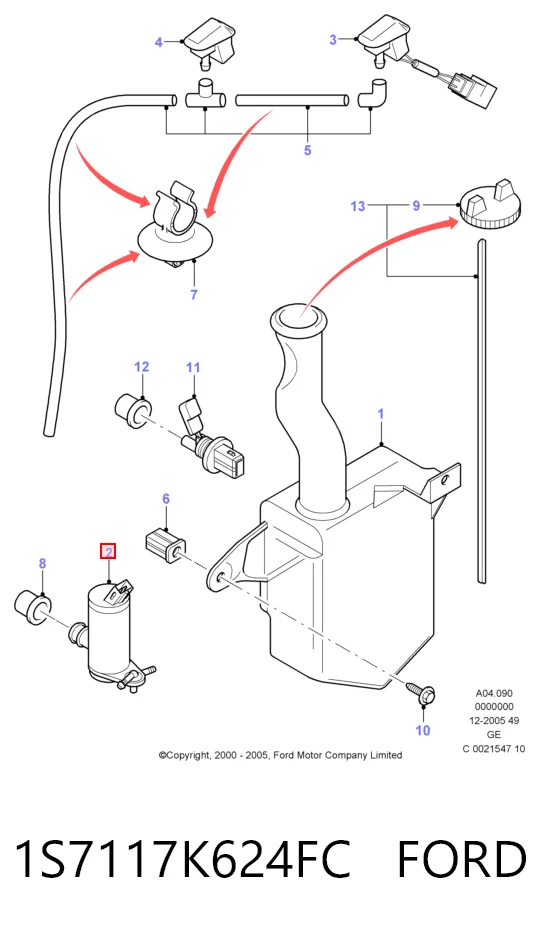 1S7117K624FC Ford Bomba-motor de limpiaparabrisas delantero/trasero