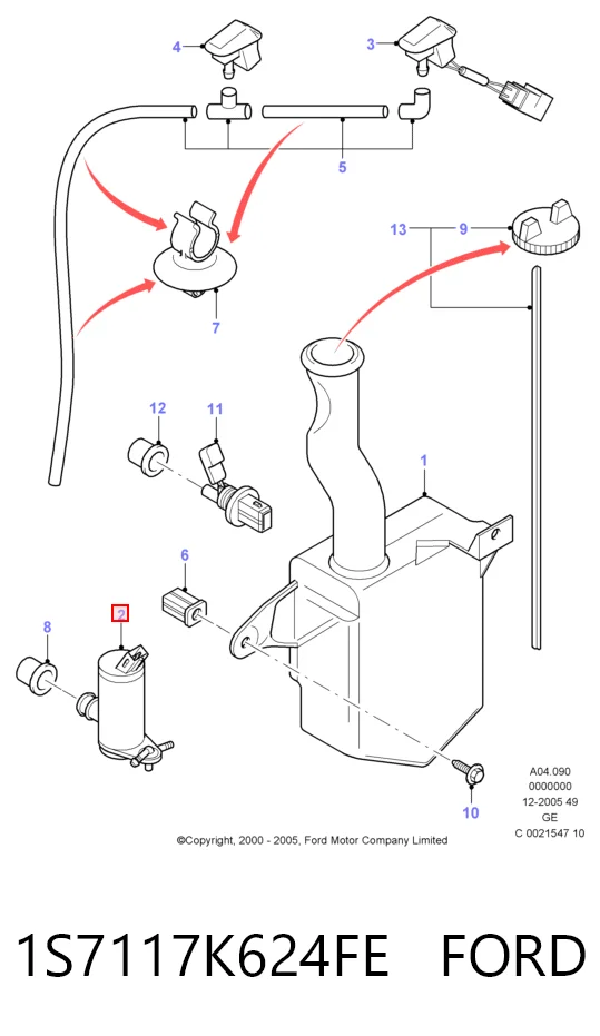 1S7117K624FE Ford Bomba-motor de limpiaparabrisas delantero/trasero