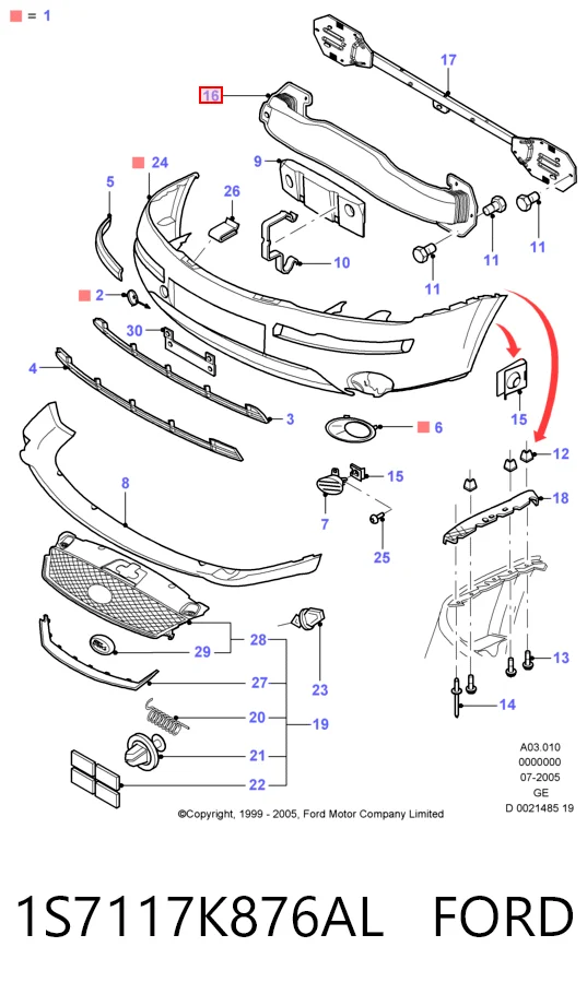  Refuerzo parachoque delantero Ford Mondeo 3