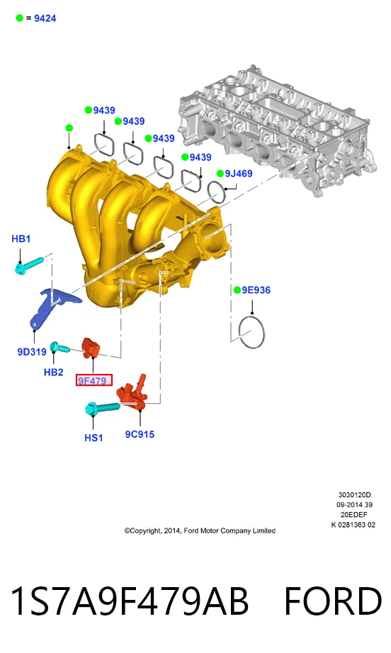 1S7A9F479AB Ford Sensor, presión colector de admisión 