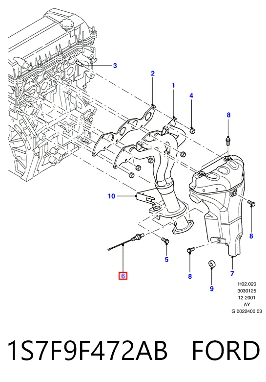 1S7F9F472AB Ford Sensor de oxígeno previo al catalizador