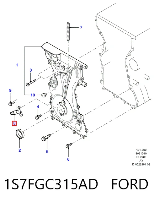 1S7FGC315AD Ford Sensor de posición del cigüeñal