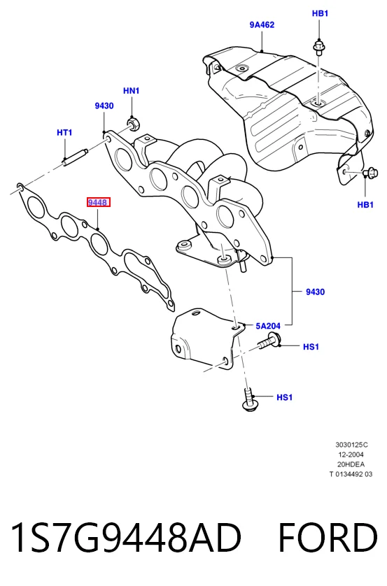 1S7G9448AD Ford Junta colector joint