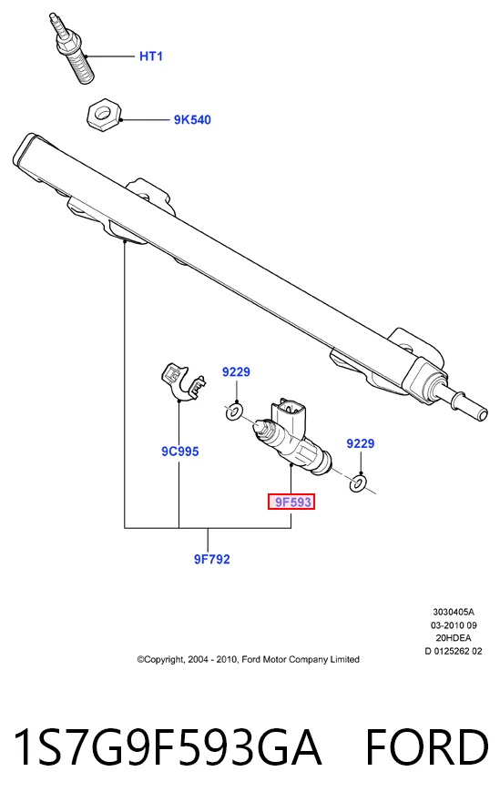 1S7G9F593GA Ford Inyector de combustible
