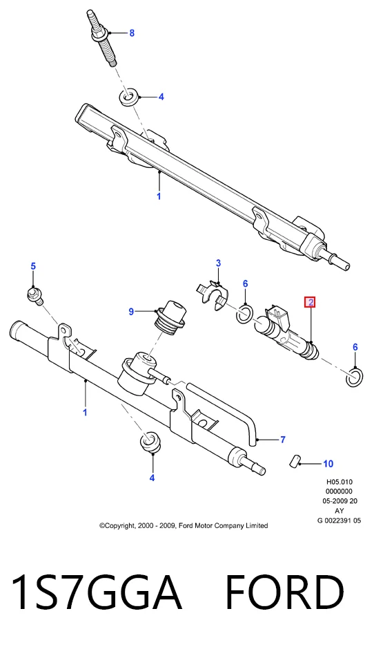 1S7GGA Ford Inyector de combustible
