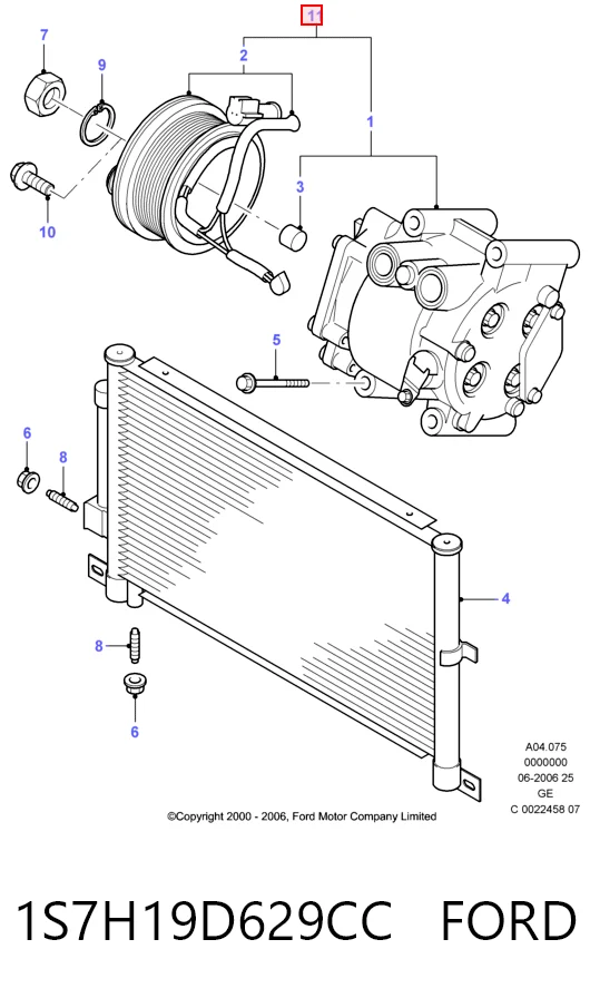 1S7H19D629CC Ford Compresor climatizador