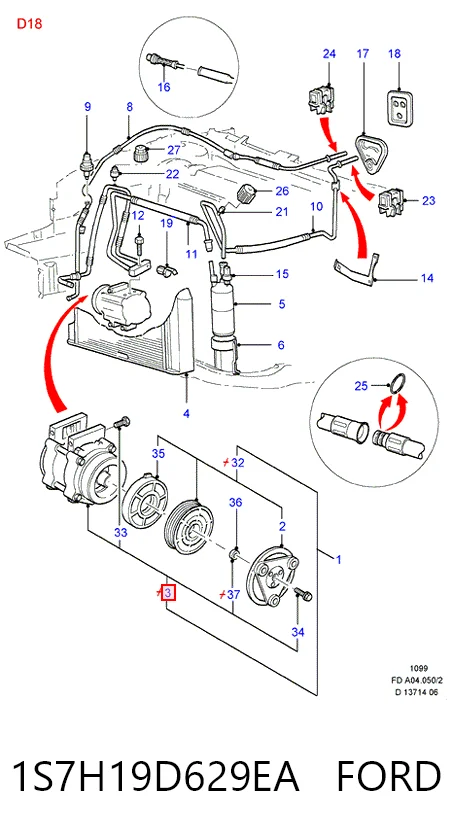 1S7H19D629EA Ford Compresor climatizador