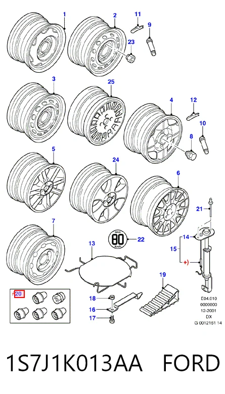 Tornillo de seguridad para llantas Ford Galaxy  (WA6)